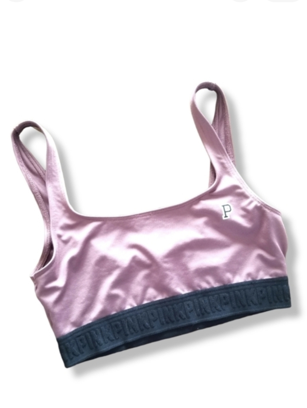 Pink‎ Victoria's Secret Sports Bra XS Pink Black Logo Band NWOT